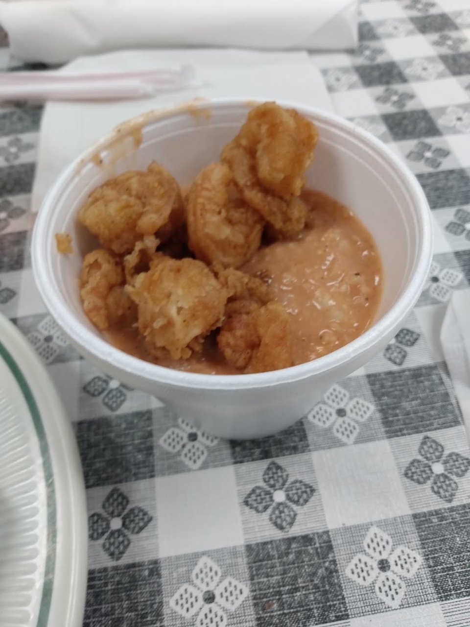 Fried Shrimp Swimming in Catfish Stew